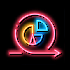 Aufkleber - Round Graph In Center Agile Arrow Mark neon light sign vector. Glowing bright icon transparent symbol illustration