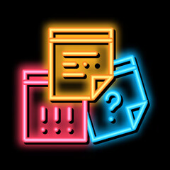 Sticker - Paper Question And Exclamatory Sign Agile neon light sign vector. Glowing bright icon transparent symbol illustration