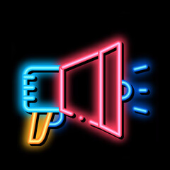 Poster - Loudspeaker Megaphone Agile Element neon light sign vector. Glowing bright icon transparent symbol illustration