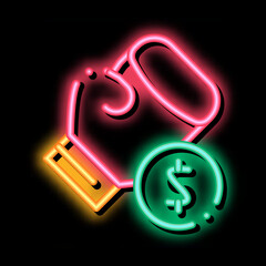 Sticker - Boxing Hand Sign Betting And Gambling neon light sign vector. Glowing bright icon sign. transparent symbol illustration