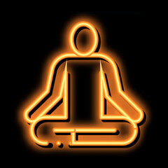Poster - Yoga Pose Biohacking neon light sign vector. Glowing bright icon sign. transparent symbol illustration