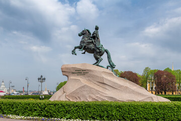 Wall Mural - The Bronze Horseman - statue of Peter the Great in on the Senate Square, Saint Petersburg, Russia. 