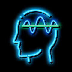 Poster - Nervous System of Head Biohacking neon light sign vector. Glowing bright icon sign. transparent symbol illustration