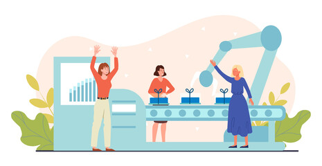 Poster - Assembly line with robotic arm.