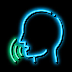 Poster - Human Voice Control neon light sign vector. Glowing bright icon sign. transparent symbol illustration