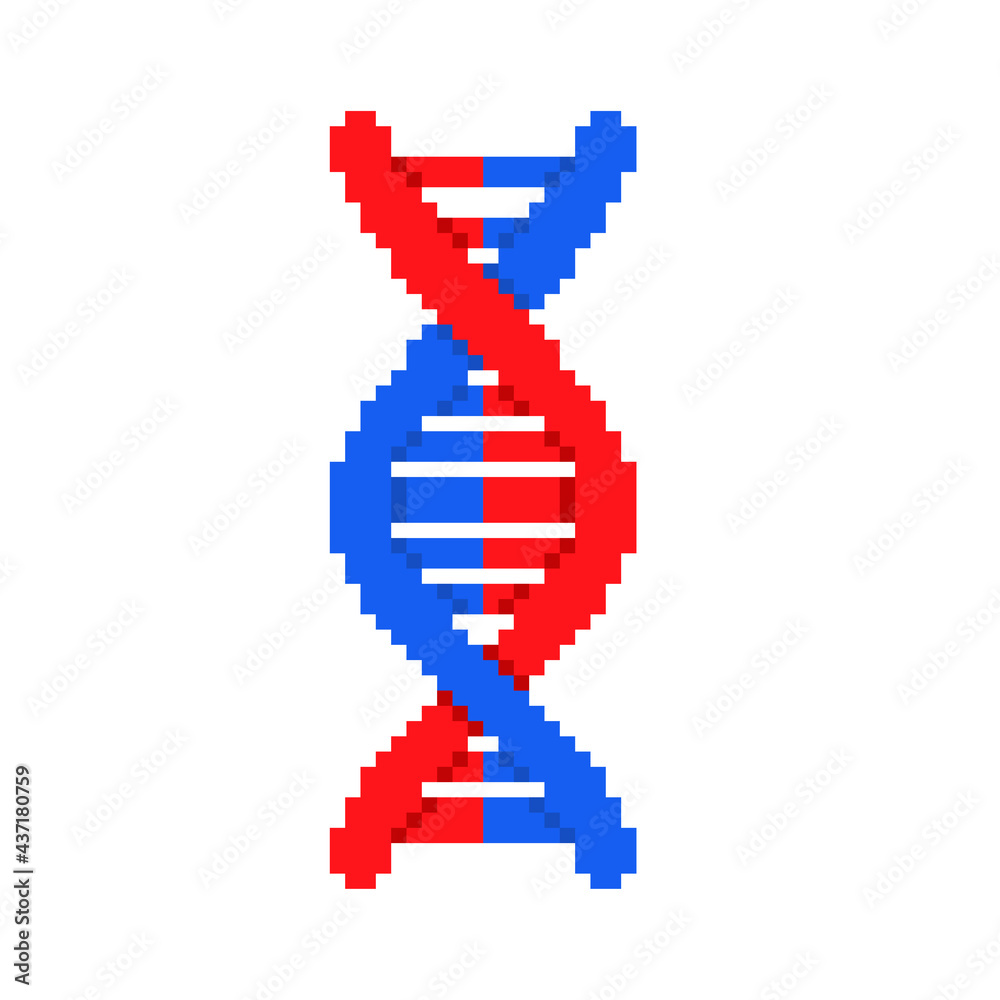 DNA strand pixel art. Deoxyribonucleic Acid Molecule 8 bit. Genetic ...