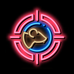 Poster - Mouse Target neon light sign vector. Glowing bright icon Mouse Target sign. transparent symbol illustration