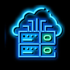 Poster - Voip Cloud Digital System neon light sign vector. Glowing bright icon Voip Digital System sign. transparent symbol illustration