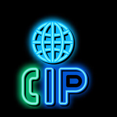 Poster - Voip Ip Calling System neon light sign vector. Glowing bright icon Voip Ip Calling System sign. transparent symbol illustration
