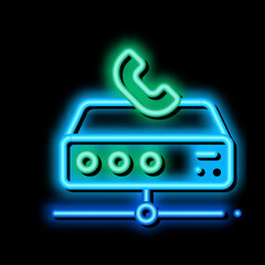 Poster - Digital Telecommunications neon light sign vector. Glowing bright icon Digital Telecommunications sign. transparent symbol illustration