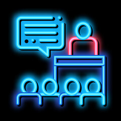 Canvas Print - Candidate Speech neon light sign vector. Glowing bright icon Candidate Speech sign. transparent symbol illustration