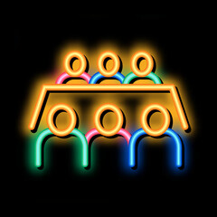 Aufkleber - Business Meeting neon light sign vector. Glowing bright icon Business Meeting sign. transparent symbol illustration