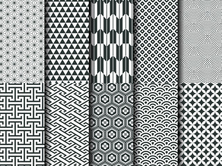 Poster - Traditional Japanese wave patterns, Japanese geometric patterns.