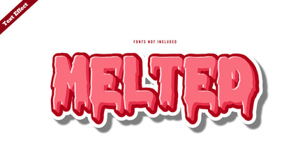 Melted text effect design vector. editable 3d text