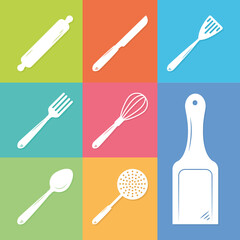 Canvas Print - kitchen utensils collection