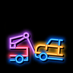 Poster - Escape Machine Truck neon light sign vector. Glowing bright icon Escape Machine Truck sign. transparent symbol illustration