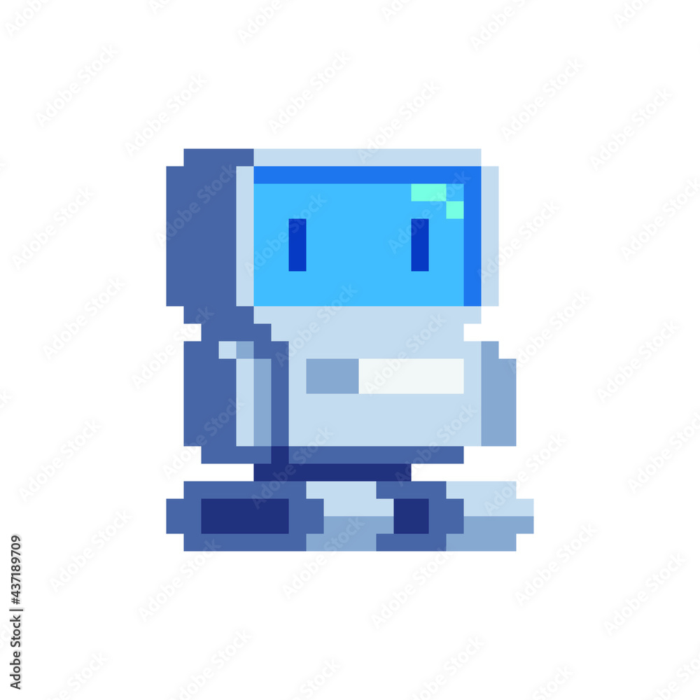 Stock-Vektorgrafik „Chat bot robot android pixel art character. Cyber ...