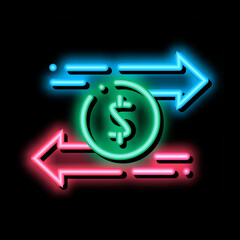 Aufkleber - Currency Dollar Exchange neon light sign vector. Glowing bright icon Currency Dollar Exchange sign. transparent symbol illustration
