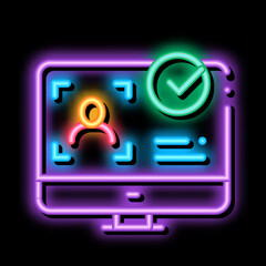 Wall Mural - Computer Person Identity neon light sign vector. Glowing bright icon Computer Person Identity sign. transparent symbol illustration