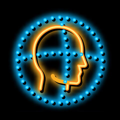 Poster - Scan Head Authentication neon light sign vector. Glowing bright icon Scan Head Authentication sign. transparent symbol illustration