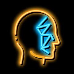 Poster - Face Scan by Points Point Projectors neon light sign vector. Glowing bright icon Face Scan by Points Point Projectors sign. transparent symbol illustration