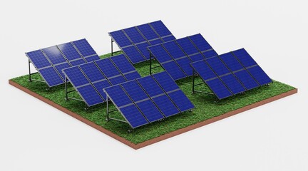 Sticker - Realistic 3D Render of Solar Panel Farm