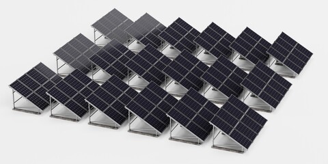 Sticker - Realistic 3D Render of Solar Panel Farm