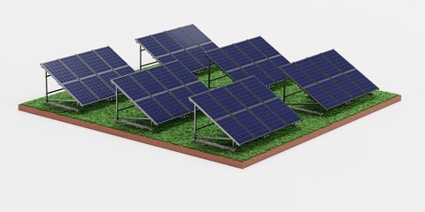 Sticker - Realistic 3D Render of Solar Panel Farm