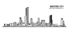 Cityscape Building Abstract Simple Shape And Modern Style Art Vector Design - Monterrey City
