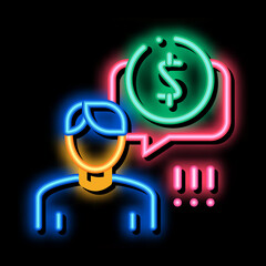 Canvas Print - Man Persistently Waiting for Salary neon light sign vector. Glowing bright icon Man Persistently Waiting for Salary sign. transparent symbol illustration