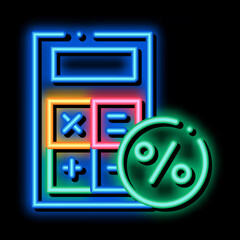 Poster - Math Calculator for Calculations neon light sign vector. Glowing bright icon Math Calculator for Calculations sign. transparent symbol illustration