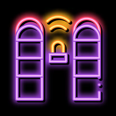 Poster - Alarm Signal Control neon light sign vector. Glowing bright icon Alarm Signal Control sign. transparent symbol illustration