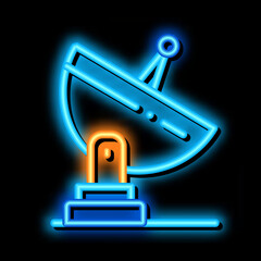 Poster - Satellite Radio Antenna neon light sign vector. Glowing bright icon Satellite Radio Antenna sign. transparent symbol illustration