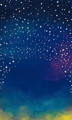 Wall Mural - 水彩風　星空　縦