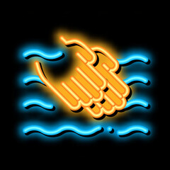 Wall Mural - Hands Washing In Water neon light sign vector. Glowing bright icon Hands Washing In Water sign. transparent symbol illustration