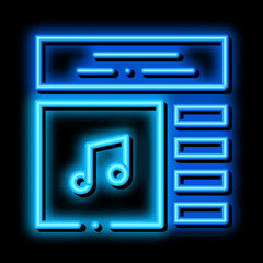 Aufkleber - Internet Music Play List neon light sign vector. Glowing bright icon Internet Music Play List sign. transparent symbol illustration