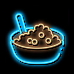 Sticker - Caviar Dish Bowl neon light sign vector. Glowing bright icon Caviar Dish Bowl sign. transparent symbol illustration