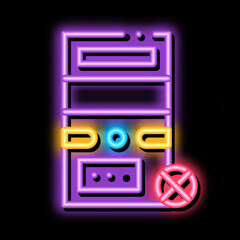Sticker - Broken Computer neon light sign vector. Glowing bright icon Broken Computer sign. transparent symbol illustration