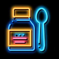 Wall Mural - Medicine Bottle neon light sign vector. Glowing bright icon Medicine Bottle sign. transparent symbol illustration