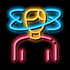 Wall Mural - Man Dizziness neon light sign vector. Glowing bright icon Man Dizziness sign. transparent symbol illustration