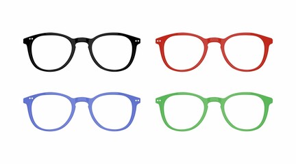 Different Color Glasses Frames. Vector isolated set of glasses icons