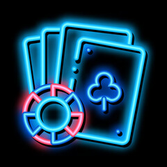 Wall Mural - Playing Cards neon light sign vector. Glowing bright icon Playing Cards sign. transparent symbol illustration