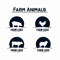 Canvas Print - set of farm animals logo design