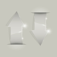 Aufkleber - Transparent arrow banners set. Direct glassy shape. Abstract arrows Background. Business infographic presentation diagram. Section compare service. down arrow trend. Paper index. Exact pointer