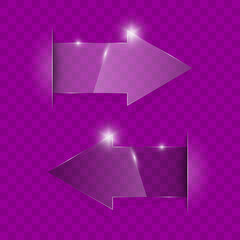 Aufkleber - Transparent arrow banners set. Direct glassy shape. Abstract arrows Background. Business infographic presentation diagram. Section compare service. down arrow trend. Paper index. Exact pointer
