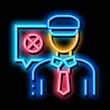 Policeman Denial neon light sign vector. Glowing bright icon Policeman Denial sign. transparent symbol illustration
