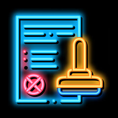 Poster - List Denial Stamp neon light sign vector. Glowing bright icon List Denial Stamp sign. transparent symbol illustration