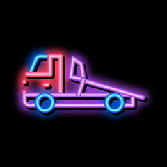 Poster - Evacuator Truck neon light sign vector. Glowing bright icon Evacuator Truck sign. transparent symbol illustration