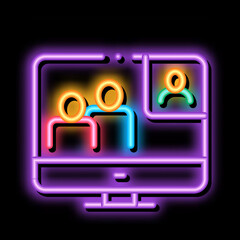 Poster - Online Connection neon light sign vector. Glowing bright icon Online Connection sign. transparent symbol illustration