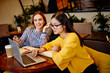 © BullRun - Female friends preparing for exam on netbook in cafe